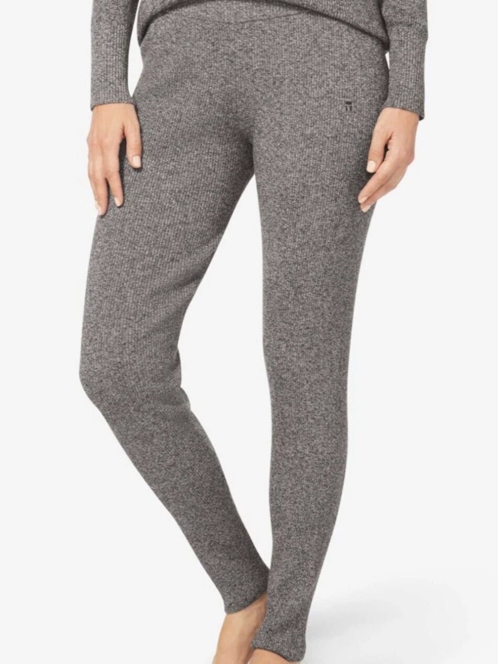 Tommy John Lounge Leggings MEDIUM Gray Ribbed Sweater Knit